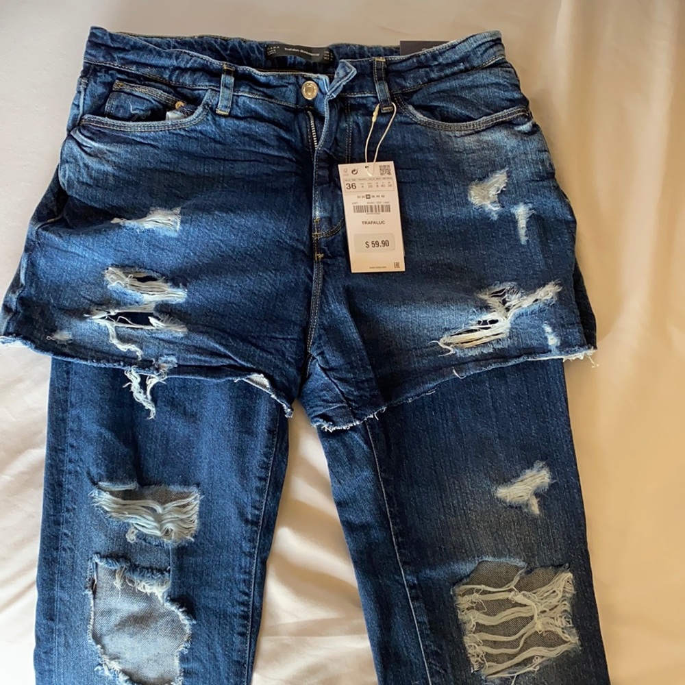 Zara Distressed Jeans with Shorts